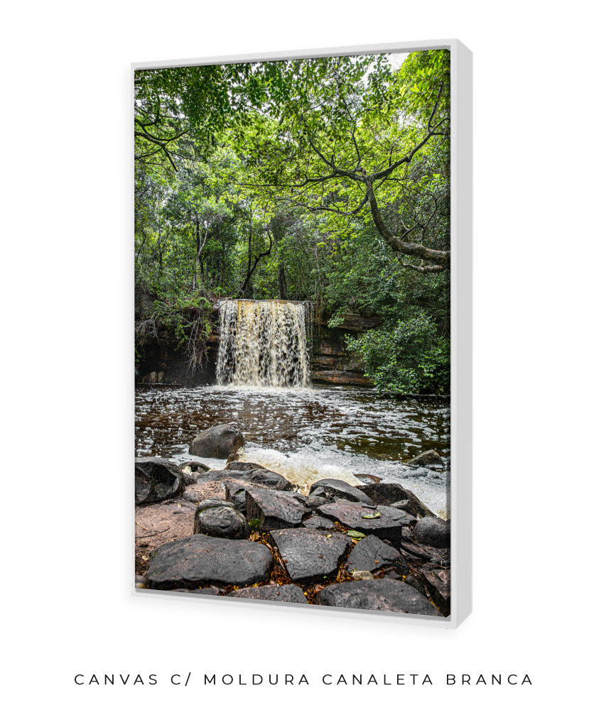 Quadro Decorativo Cachoeira e Floral