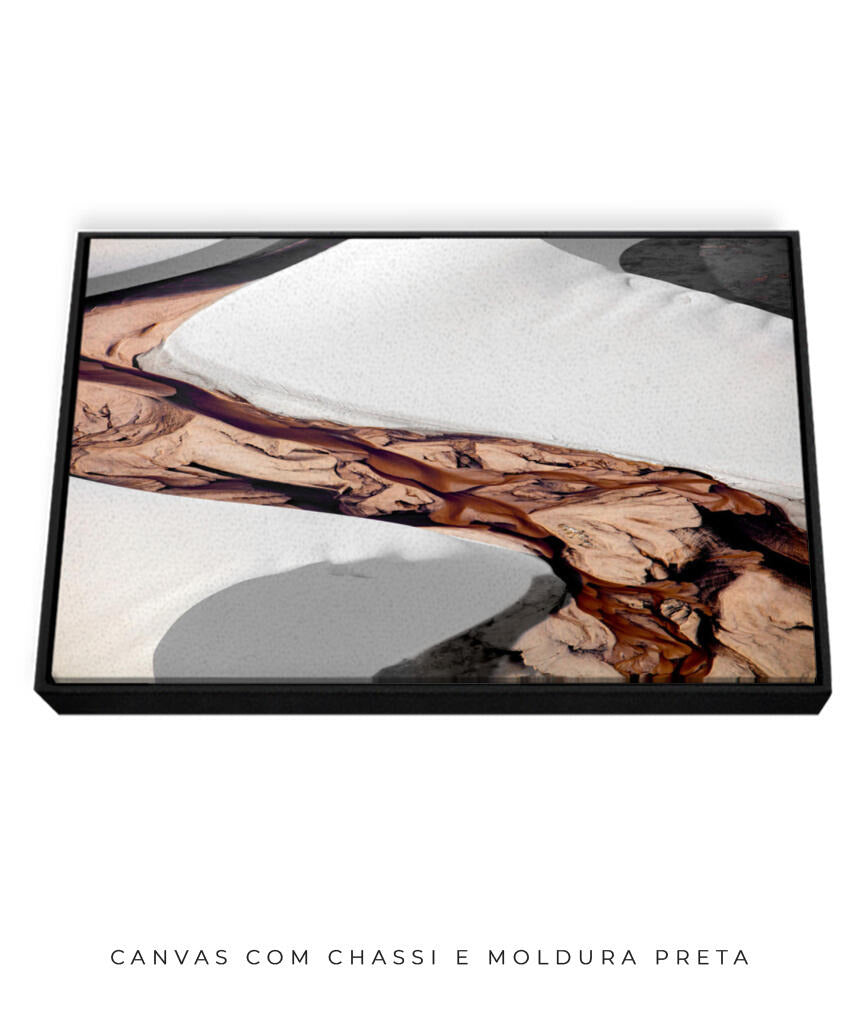 Quadro Decorativo Abstrato e curvas - Tons brancos, bege e marrons