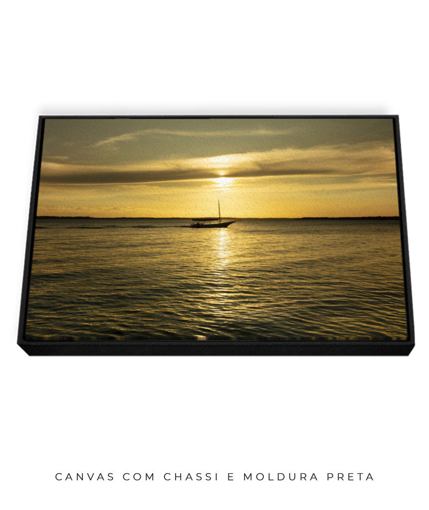 Quadro Decorativo Pôr do Sol Mar Aberto - Horizontal