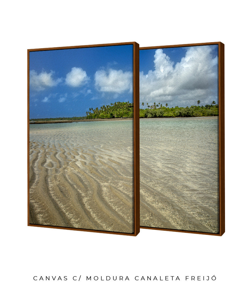 Quadro Decorativo Praia , Areia e Árvores-Dupla