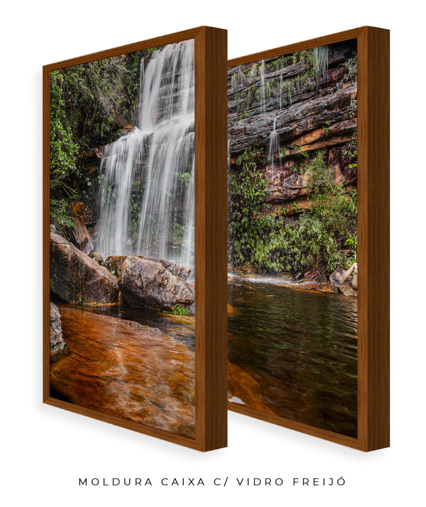 Quadro Decorativo Cachoeira Águas Cristalinas- Dupla corte vertical