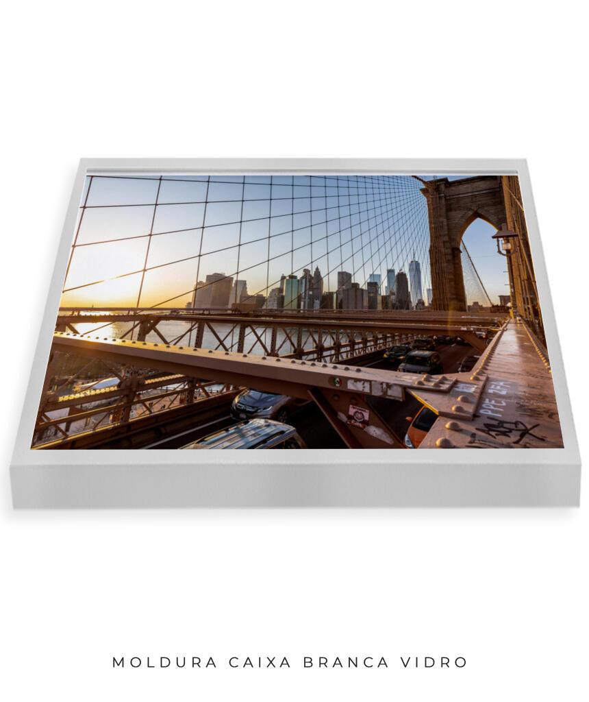 Quadro Decorativo Nova York - Ponte Urbana e Pôr do Sol