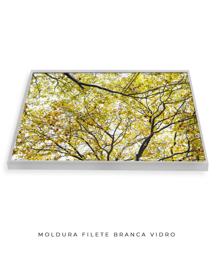 Quadro Decorativo Árvore com Galhos Verdes - Horizontal