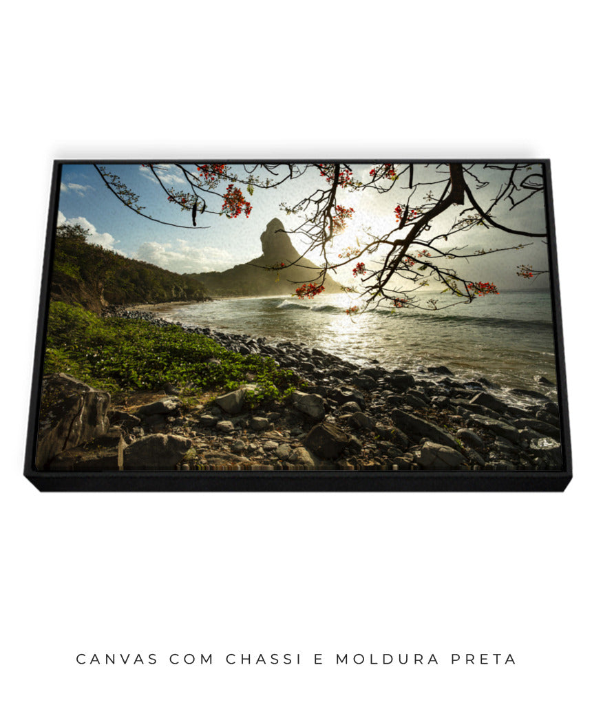 Quadro Decorativo Pôr do Sol e Galhos Secos - Horizontal