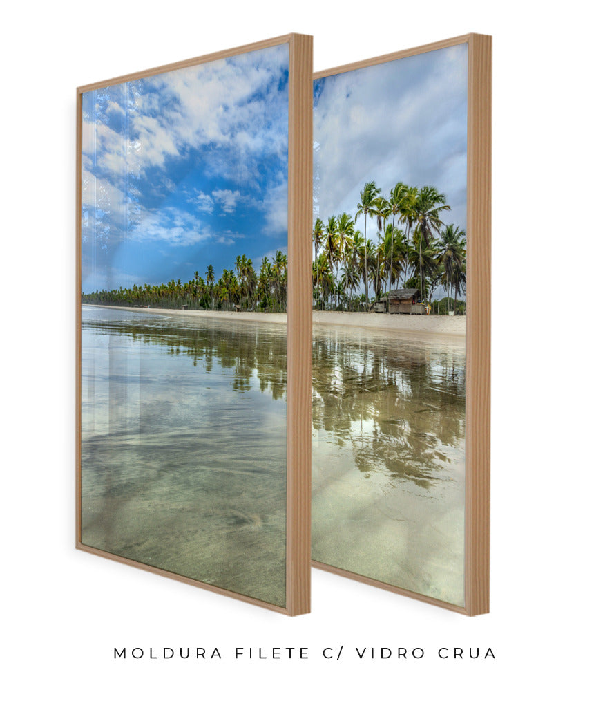 Quadro Decorativo Praia, Mar e Coqueiral - Dupla