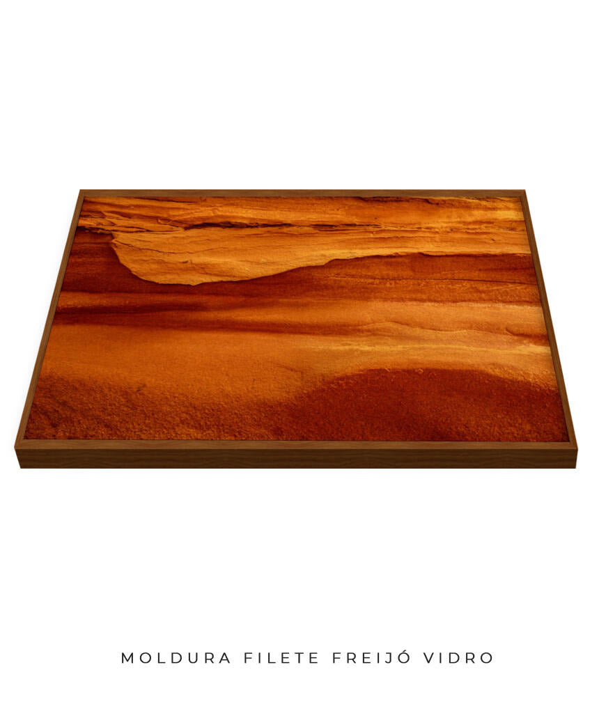 Quadro Decorativo Abstrato e curvas - Tons alaranjados