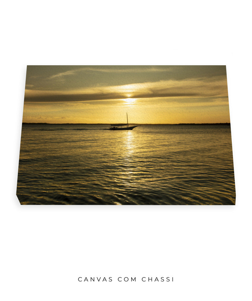 Quadro Decorativo Pôr do Sol Mar Aberto - Horizontal