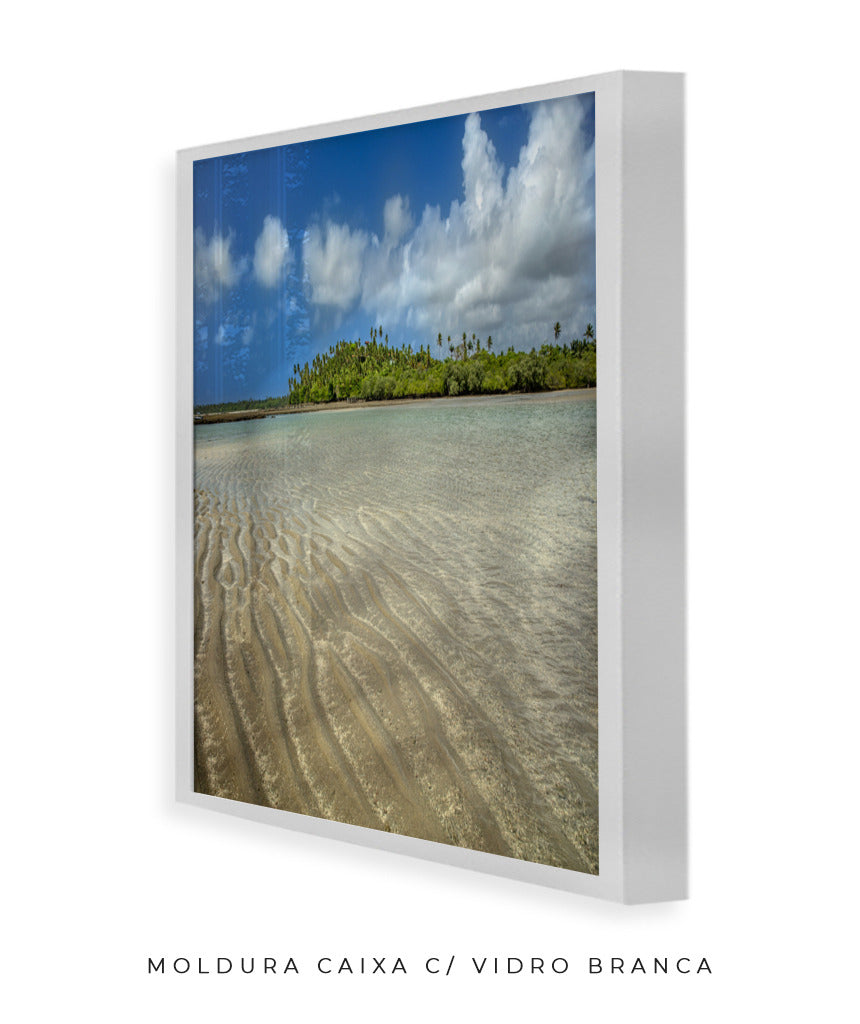 Quadro Decorativo Praia , Areia e Árvores.