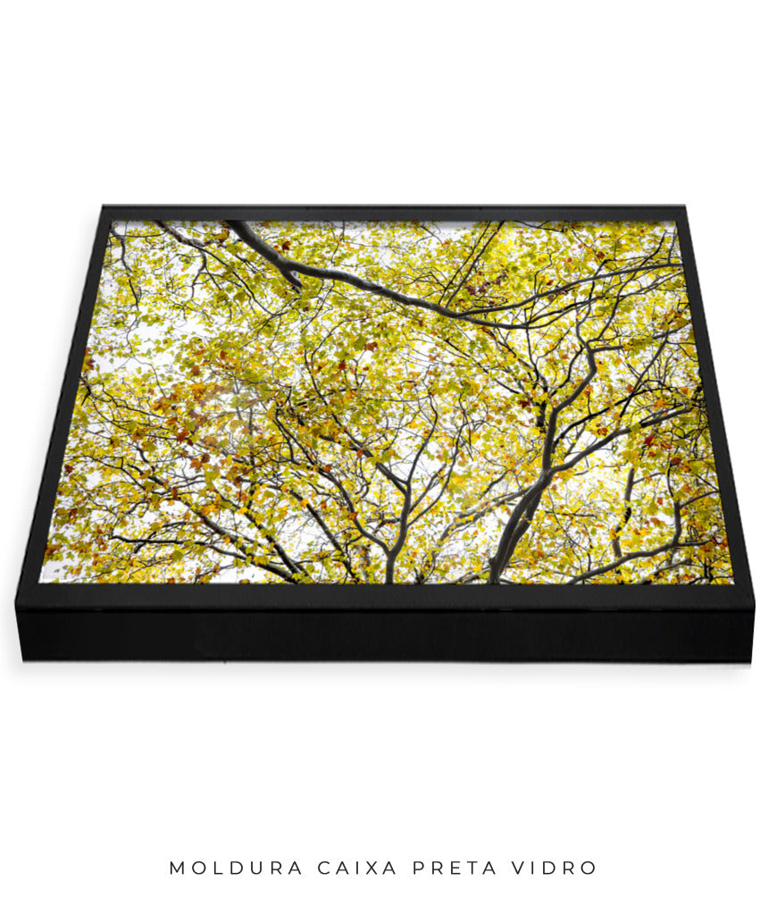 Quadro Decorativo Árvore com Galhos Verdes - Horizontal