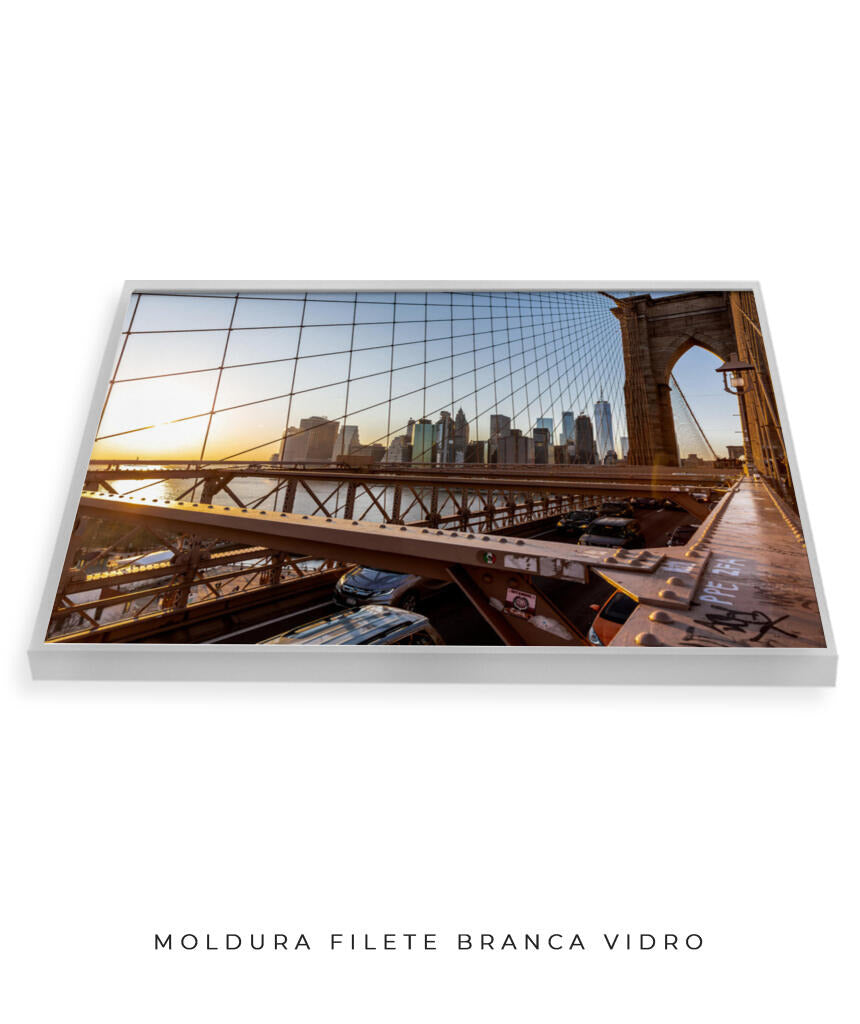 Quadro Decorativo Nova York - Ponte Urbana e Pôr do Sol
