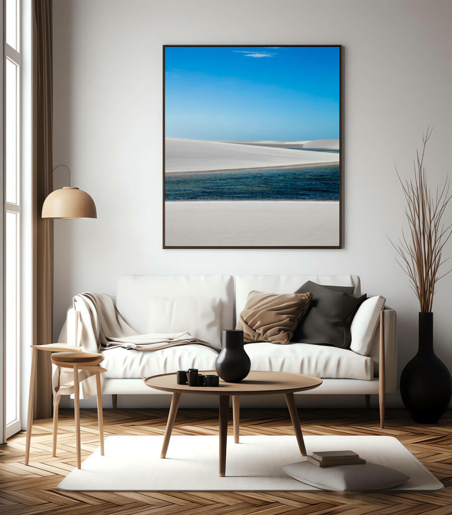 Quadro Decorativo Lençóis Maranhenses - Areia Branca e Mar - Vertical