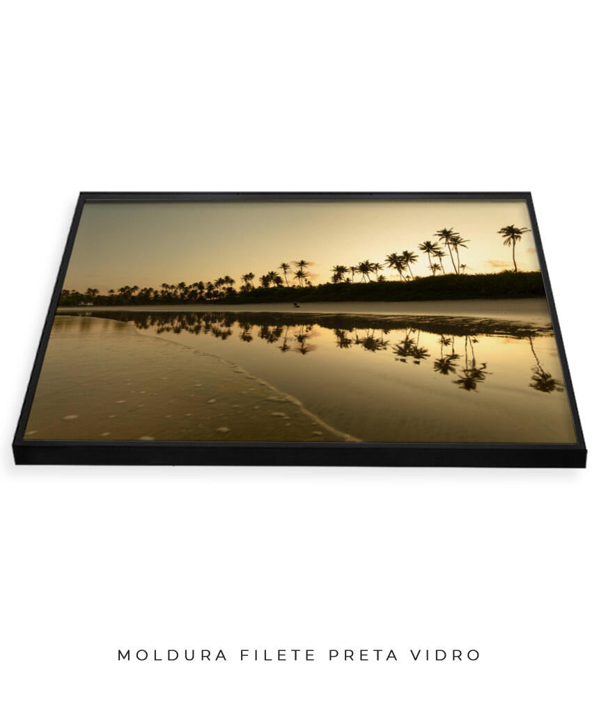 Quadro Decorativo Pôr do Sol - Reflexo Coqueiros