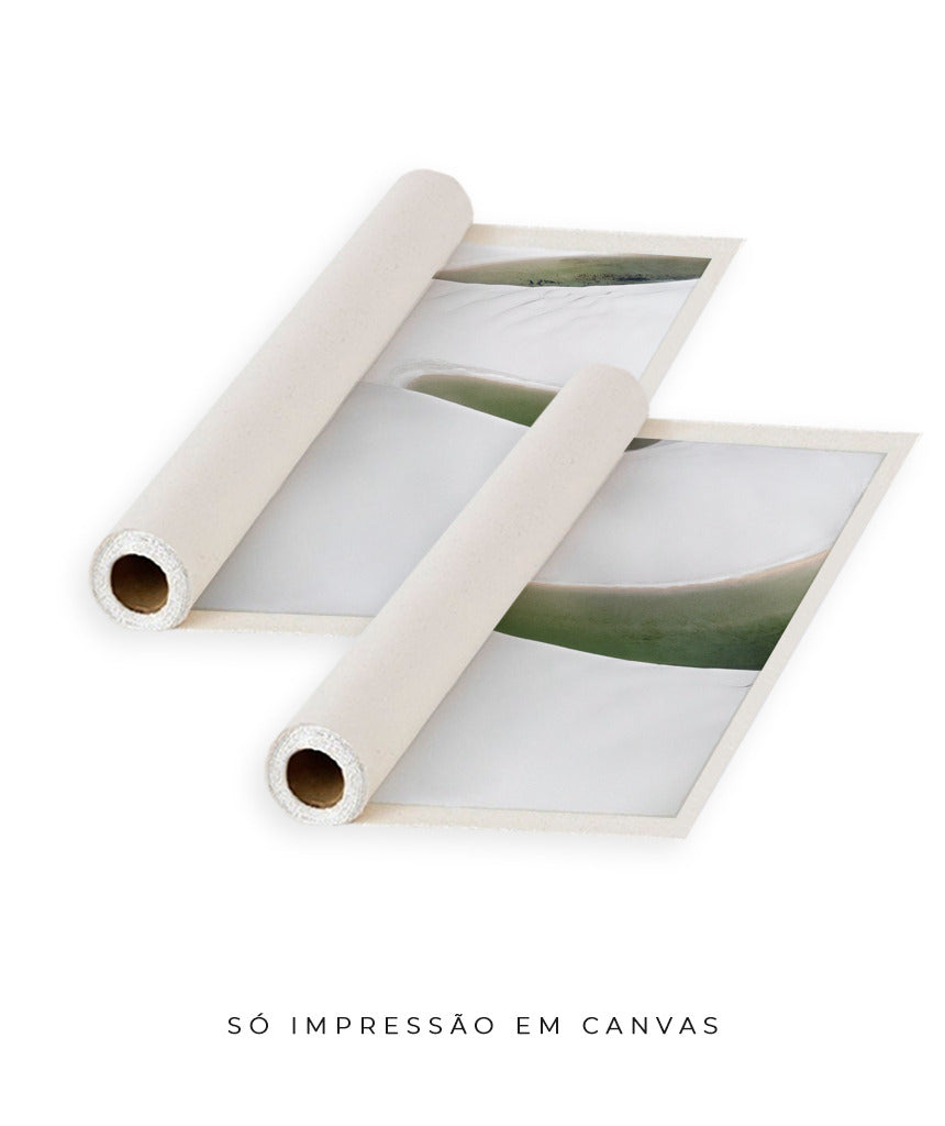 Quadro Decorativo Abstrato e Curvas - Tons Branco, Cinza e Verde-Dupla vertical