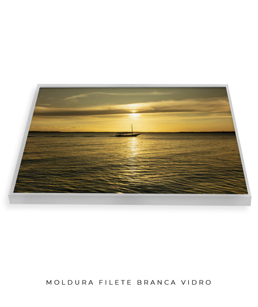 Quadro Decorativo Pôr do Sol Mar Aberto - Horizontal