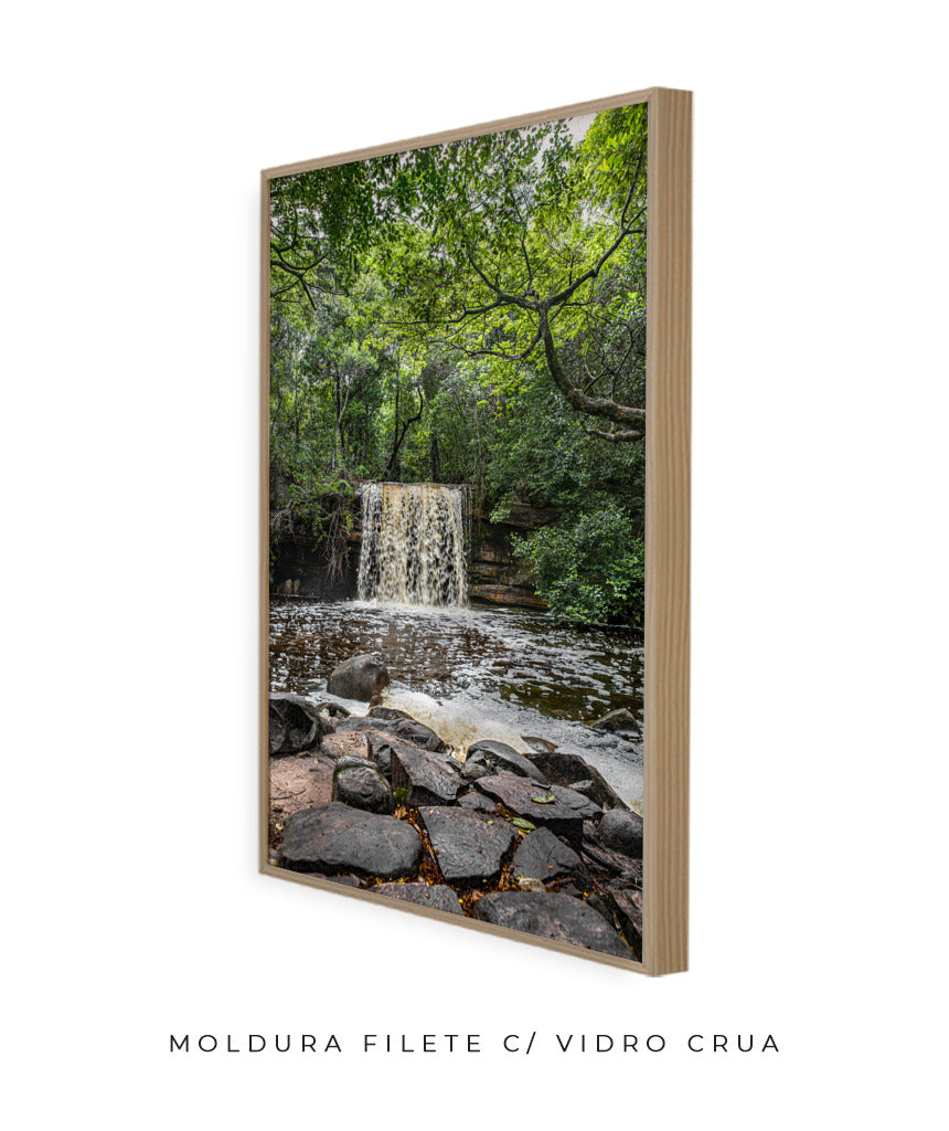 Quadro Decorativo Cachoeira e Floral