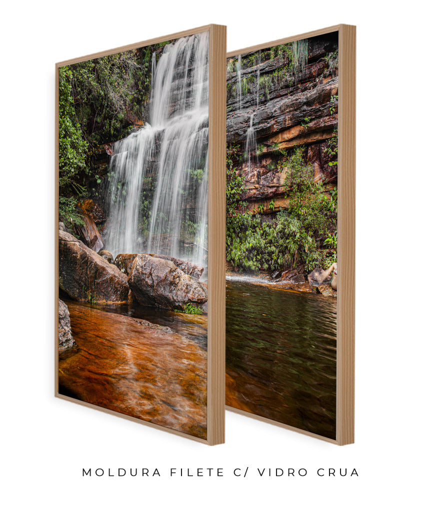 Quadro Decorativo Cachoeira Águas Cristalinas- Dupla corte vertical