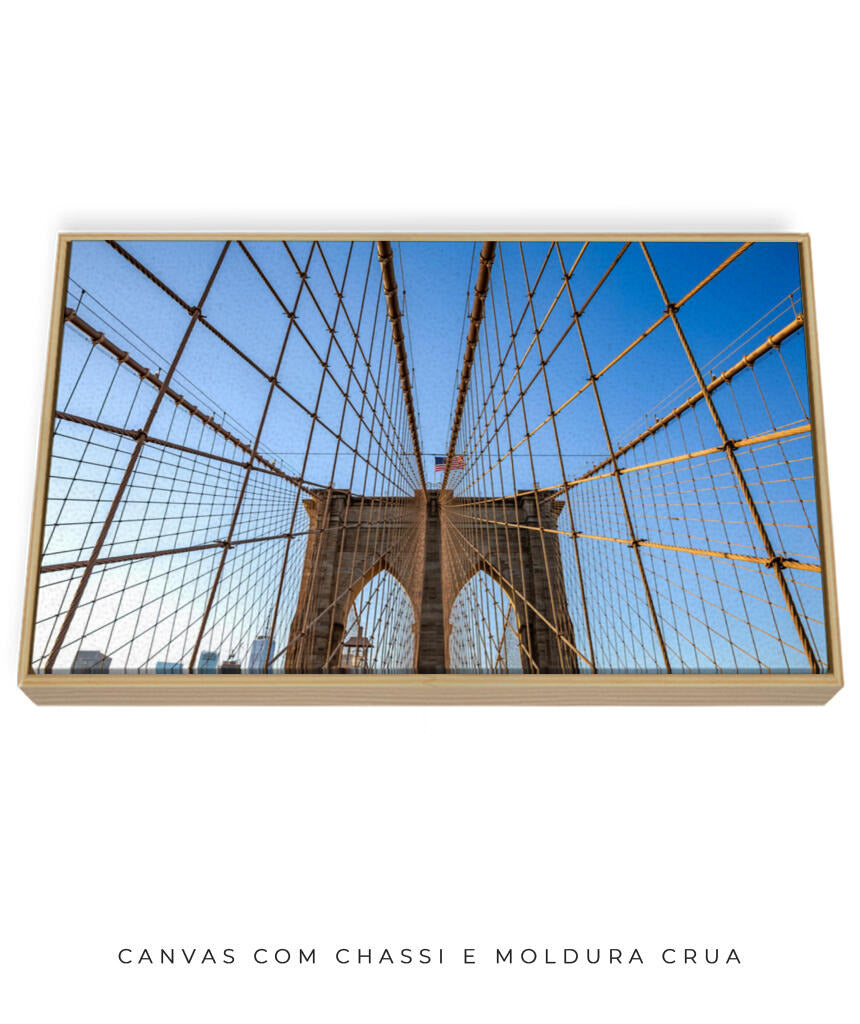 Quadro Decorativo Nova York - Ponte Urbana e Bandeira