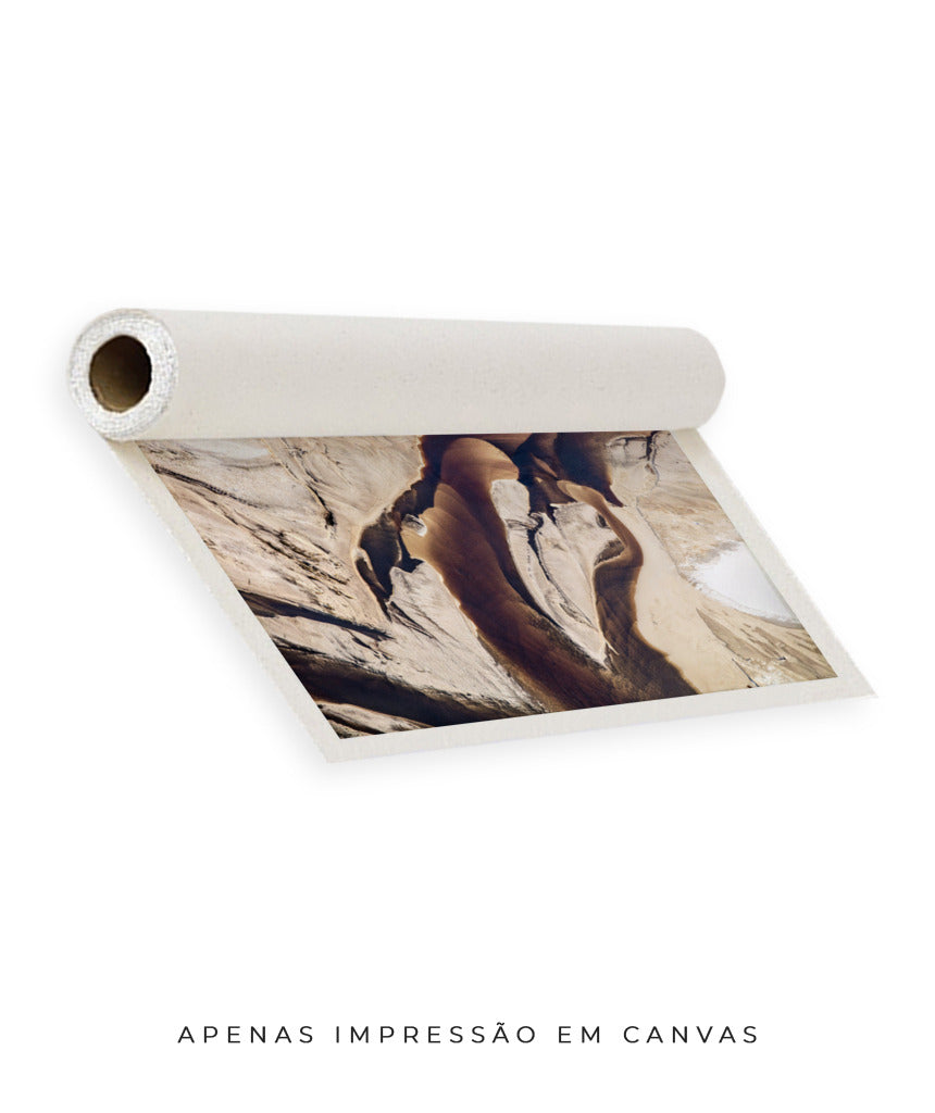 Quadro Decorativo Abstrato e Curvas - Tons Marrom e Bege -Horizontal