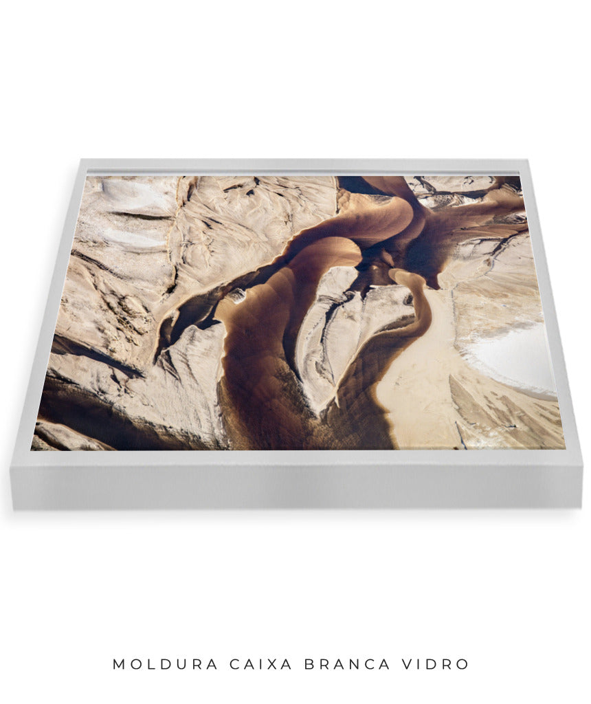 Quadro Decorativo Abstrato e Curvas - Tons Marrom e Bege -Horizontal