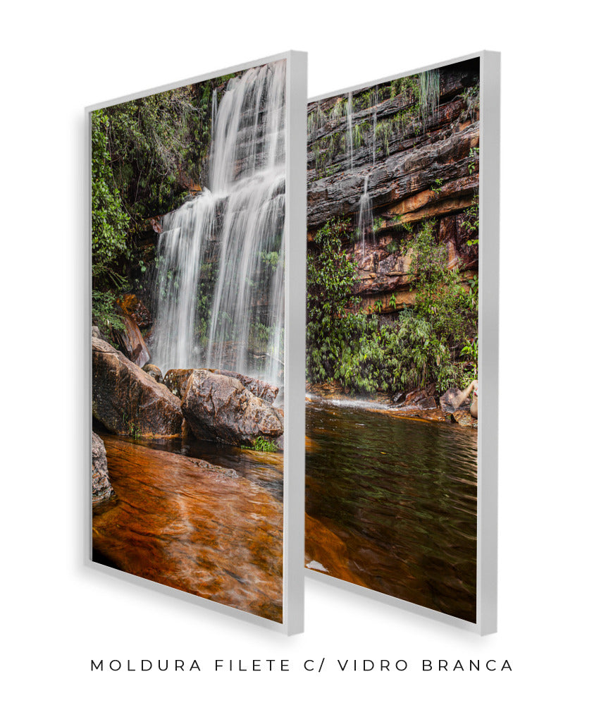 Quadro Decorativo Cachoeira Águas Cristalinas- Dupla corte vertical