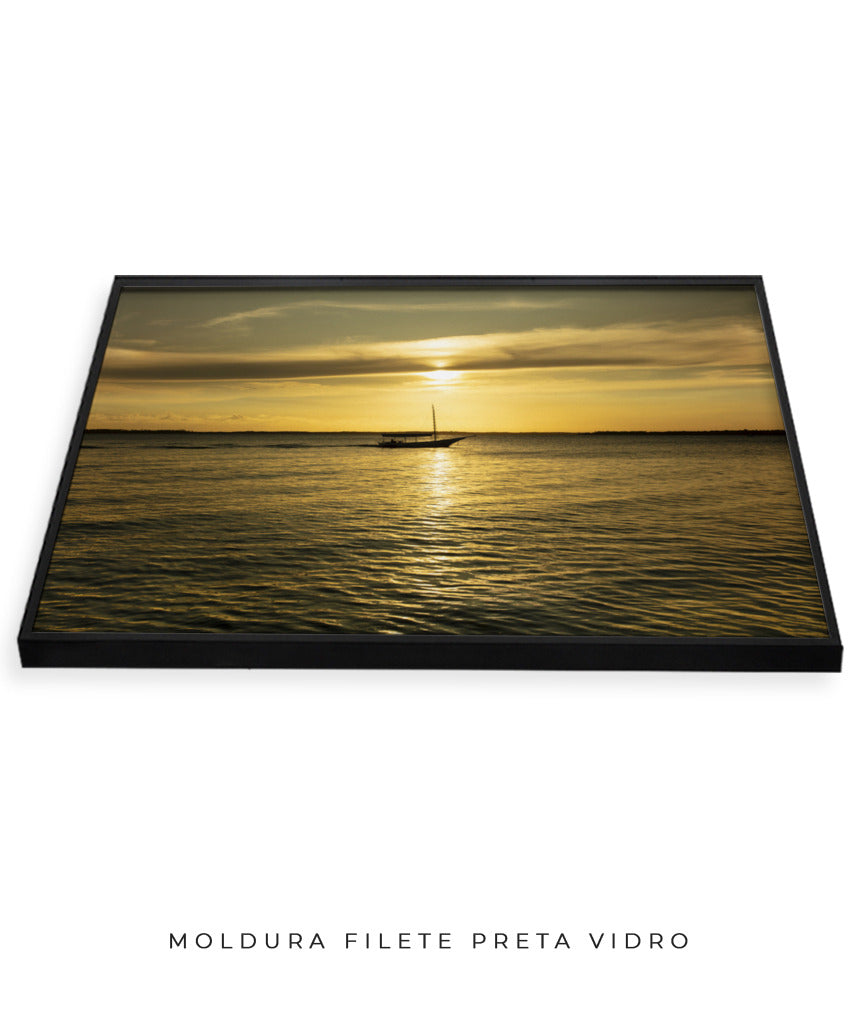 Quadro Decorativo Pôr do Sol Mar Aberto - Horizontal