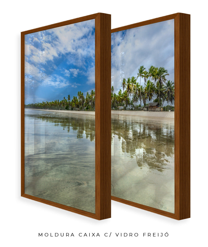 Quadro Decorativo Praia, Mar e Coqueiral - Dupla