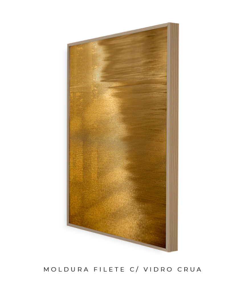Quadro Decorativo Abstrato e Curvas - Tom Dourado