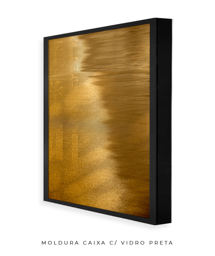Quadro Decorativo Abstrato e Curvas - Tom Dourado