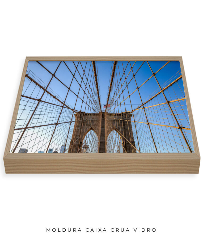 Quadro Decorativo Nova York - Ponte Urbana e Bandeira