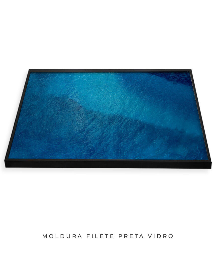 Quadro Decorativo Abstrato e curvas -Tons de azul