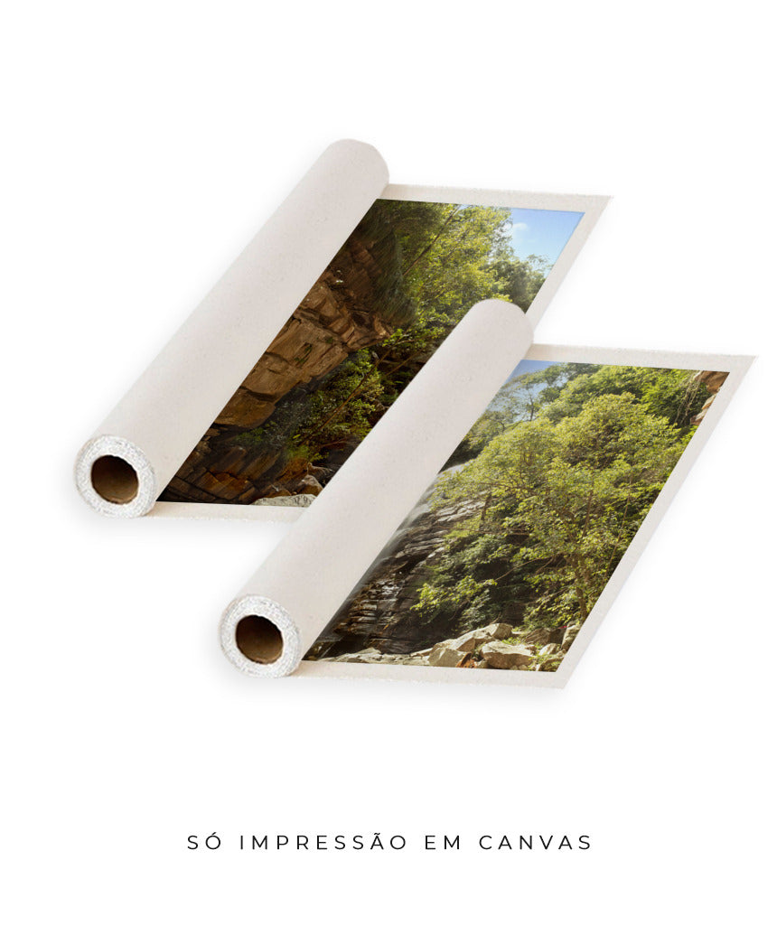 Quadro Decorativo Cachoeira, Natureza e Pedras- Dupla