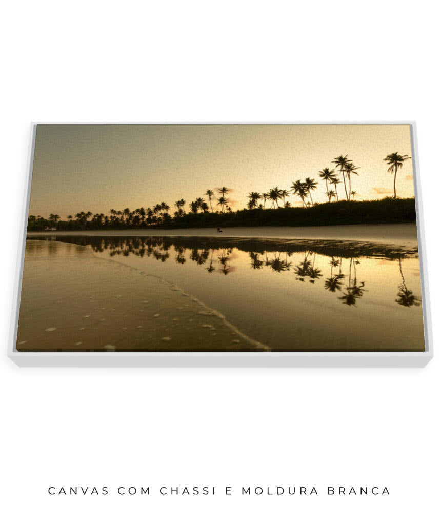 Quadro Decorativo Pôr do Sol - Reflexo Coqueiros