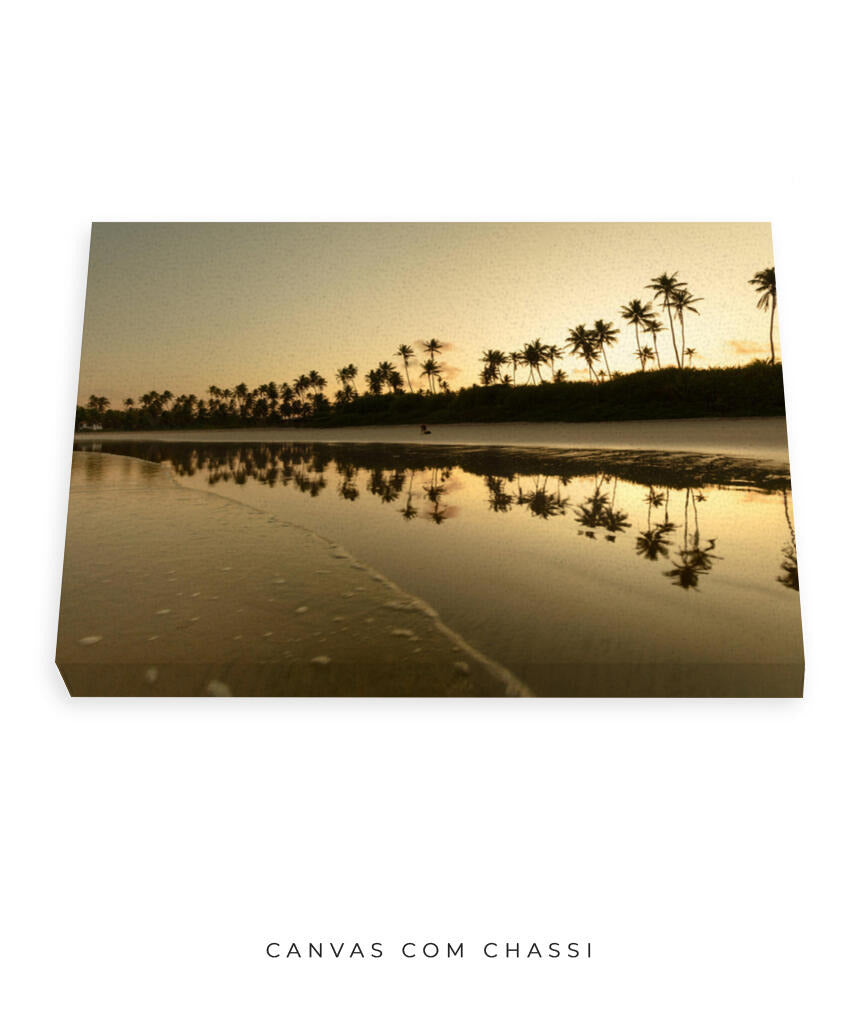 Quadro Decorativo Pôr do Sol - Reflexo Coqueiros