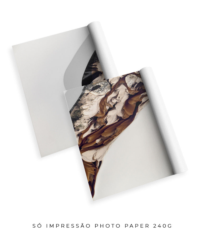 Quadro Decorativo Abstrato e Curvas - Tons Marrom e Branco -Dupla