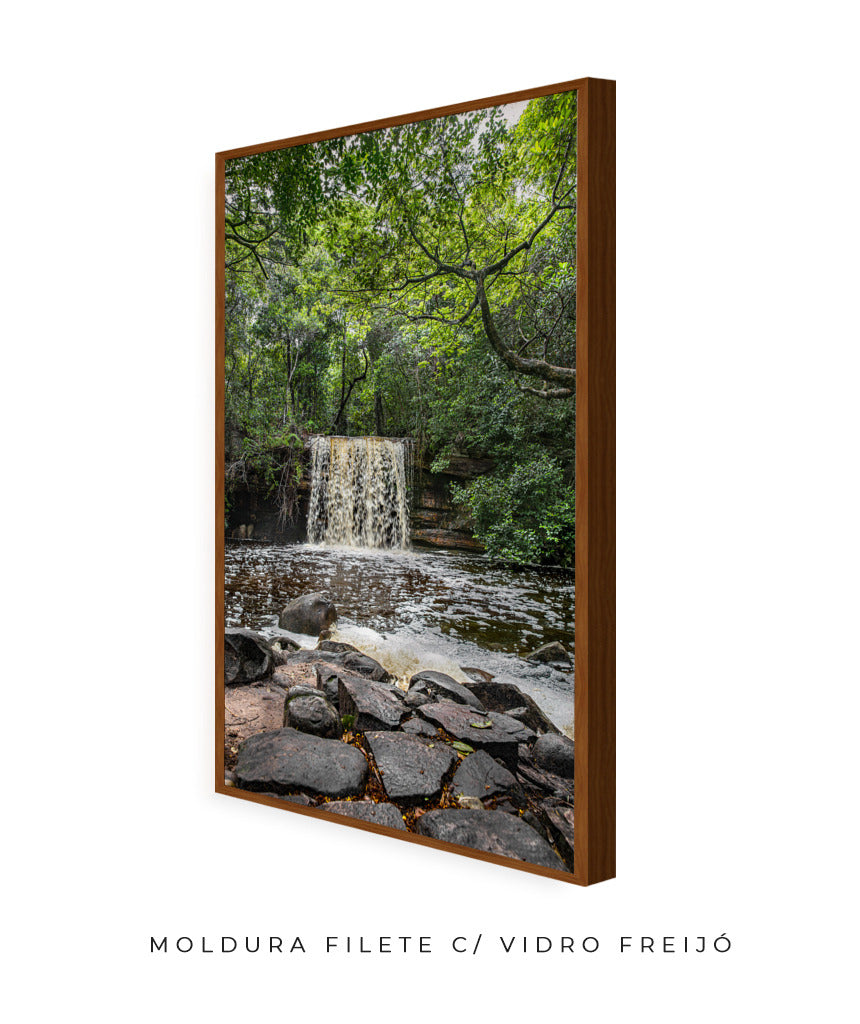 Quadro Decorativo Cachoeira e Floral