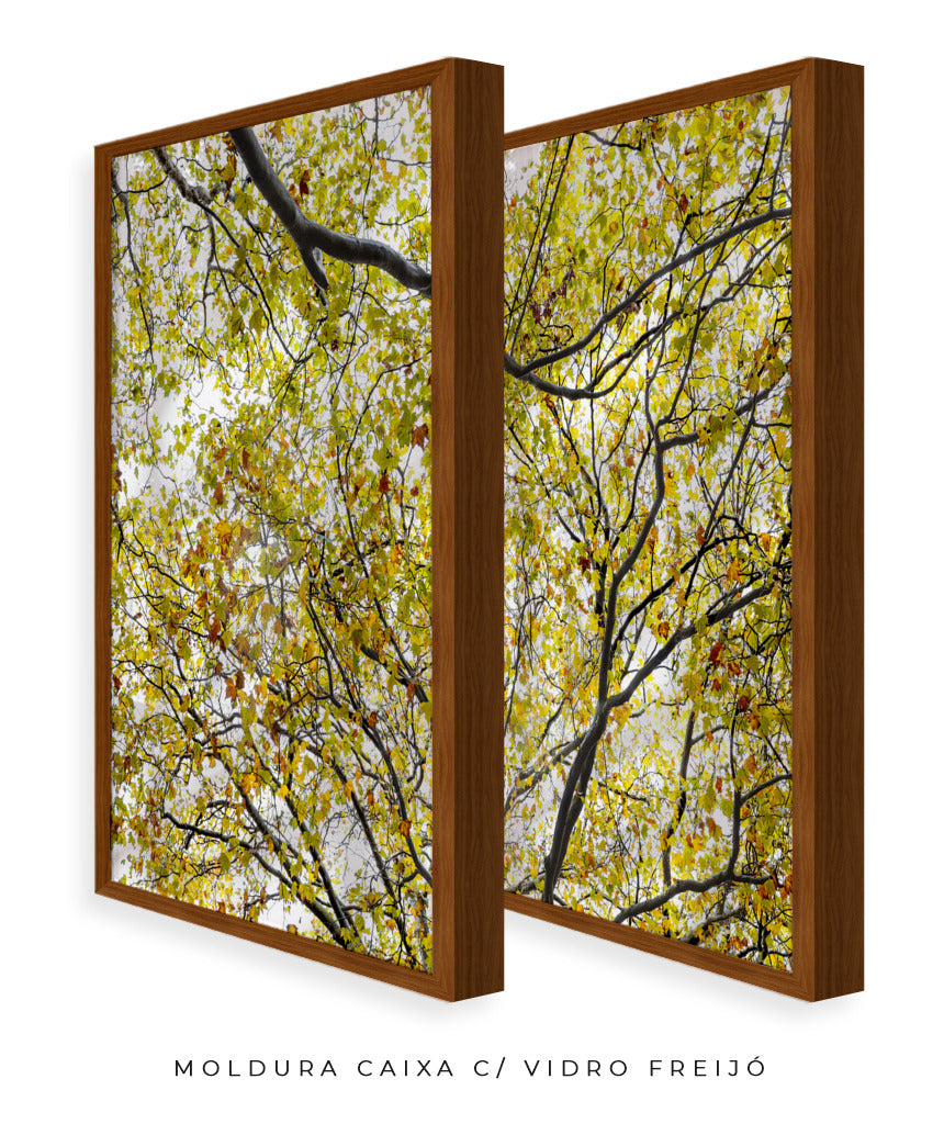 Quadro Decorativo Árvore com Galhos Verdes-Dupla