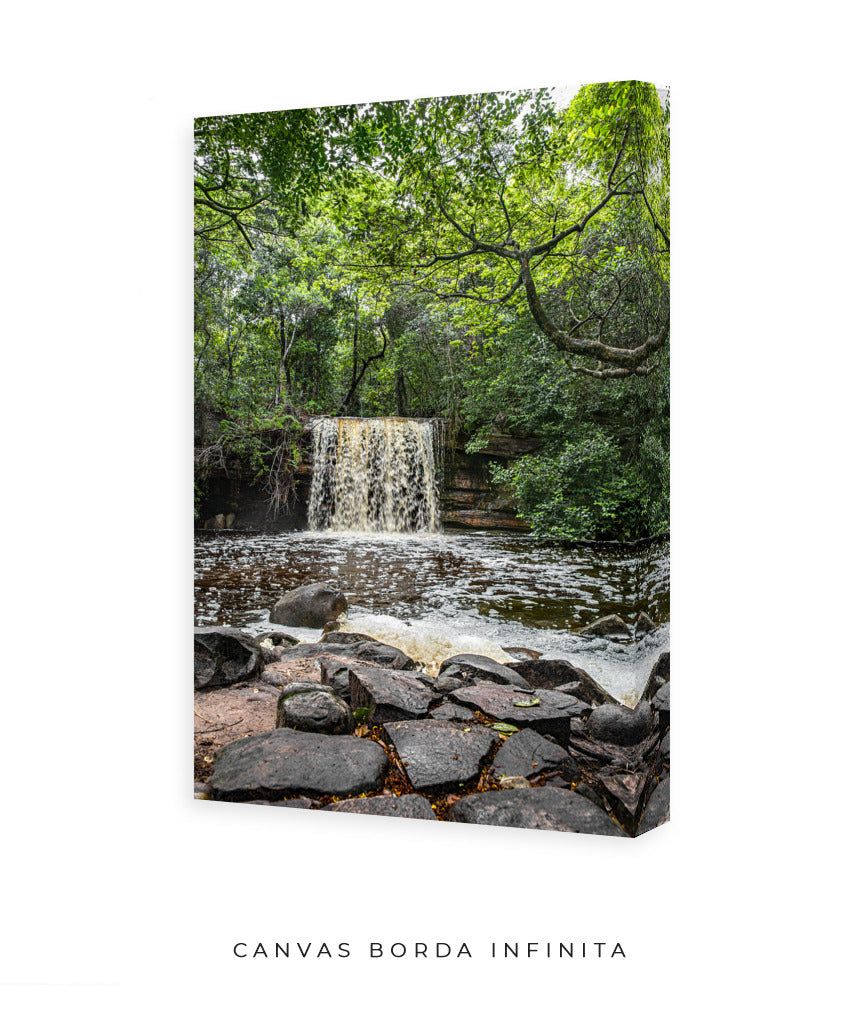 Quadro Decorativo Cachoeira e Floral