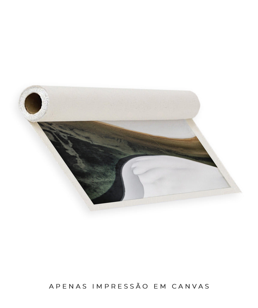 Quadro Decorativo Abstrato e Curvas - Tons Cinza, Branco, Preto e Marrom -Horizontal