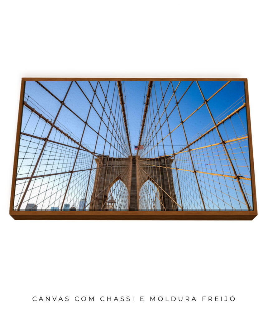 Quadro Decorativo Nova York - Ponte Urbana e Bandeira