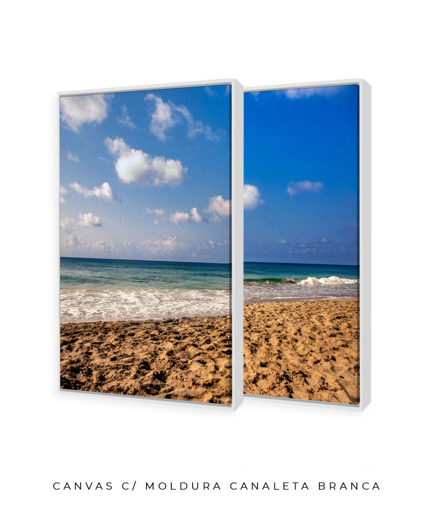 Quadro Decorativo Praia com Areia Marrom e Mar Azul -Dupla