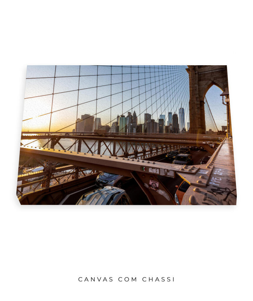 Quadro Decorativo Nova York - Ponte Urbana e Pôr do Sol