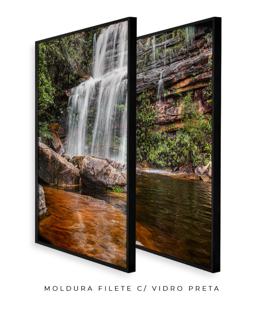 Quadro Decorativo Cachoeira Águas Cristalinas- Dupla corte vertical