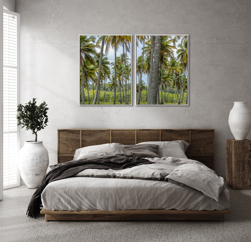Quadro Decorativo Coqueiros Sépia -Dupla