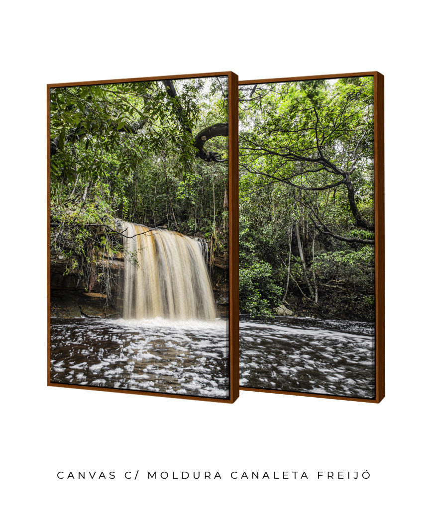 Quadro Decorativo Cachoeira e Natureza -Dupla