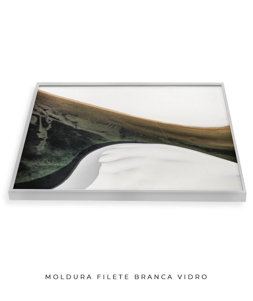 Quadro Decorativo Abstrato e Curvas - Tons Cinza, Branco, Preto e Marrom -Horizontal