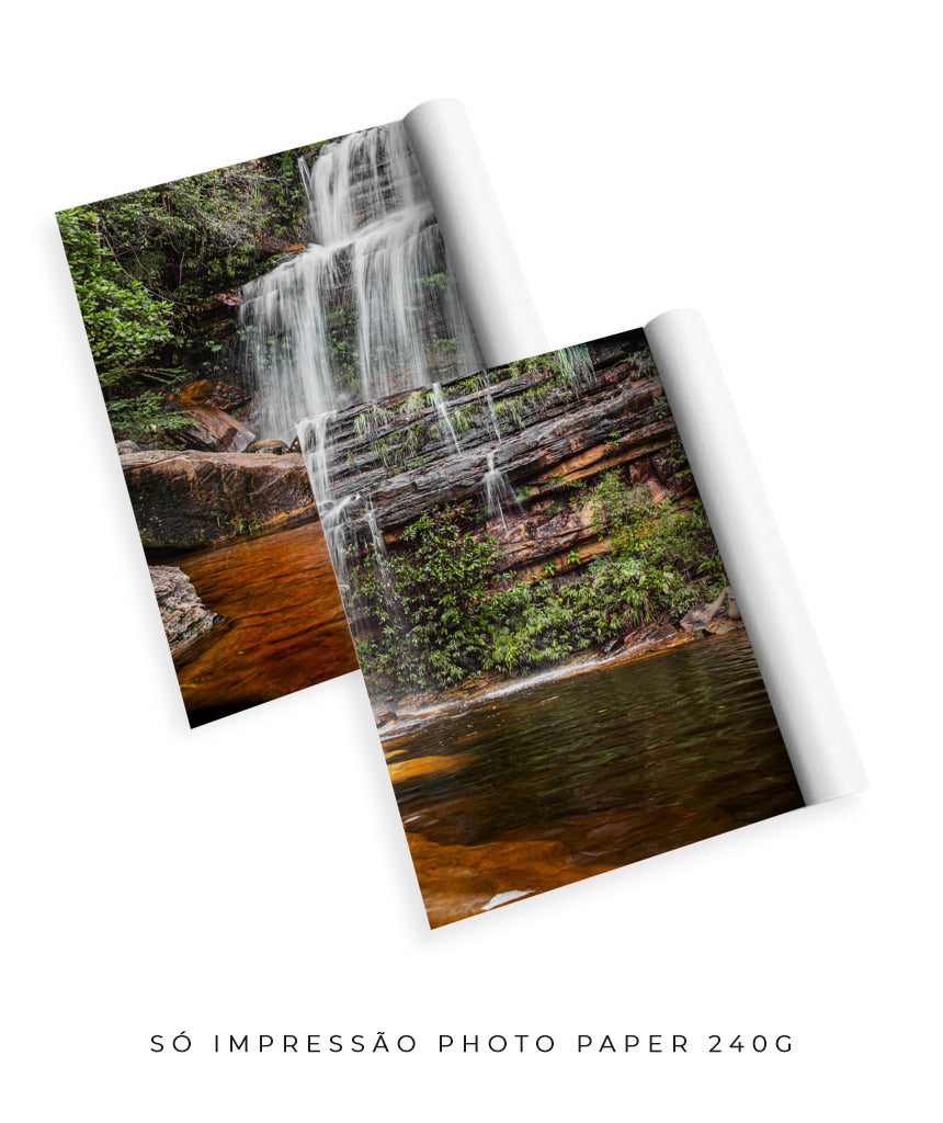 Quadro Decorativo Cachoeira Águas Cristalinas- Dupla corte vertical