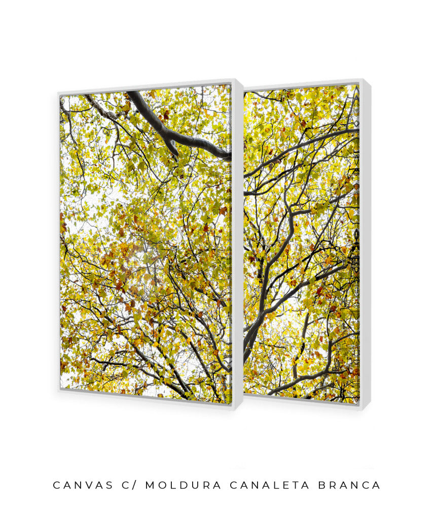 Quadro Decorativo Árvore com Galhos Verdes-Dupla