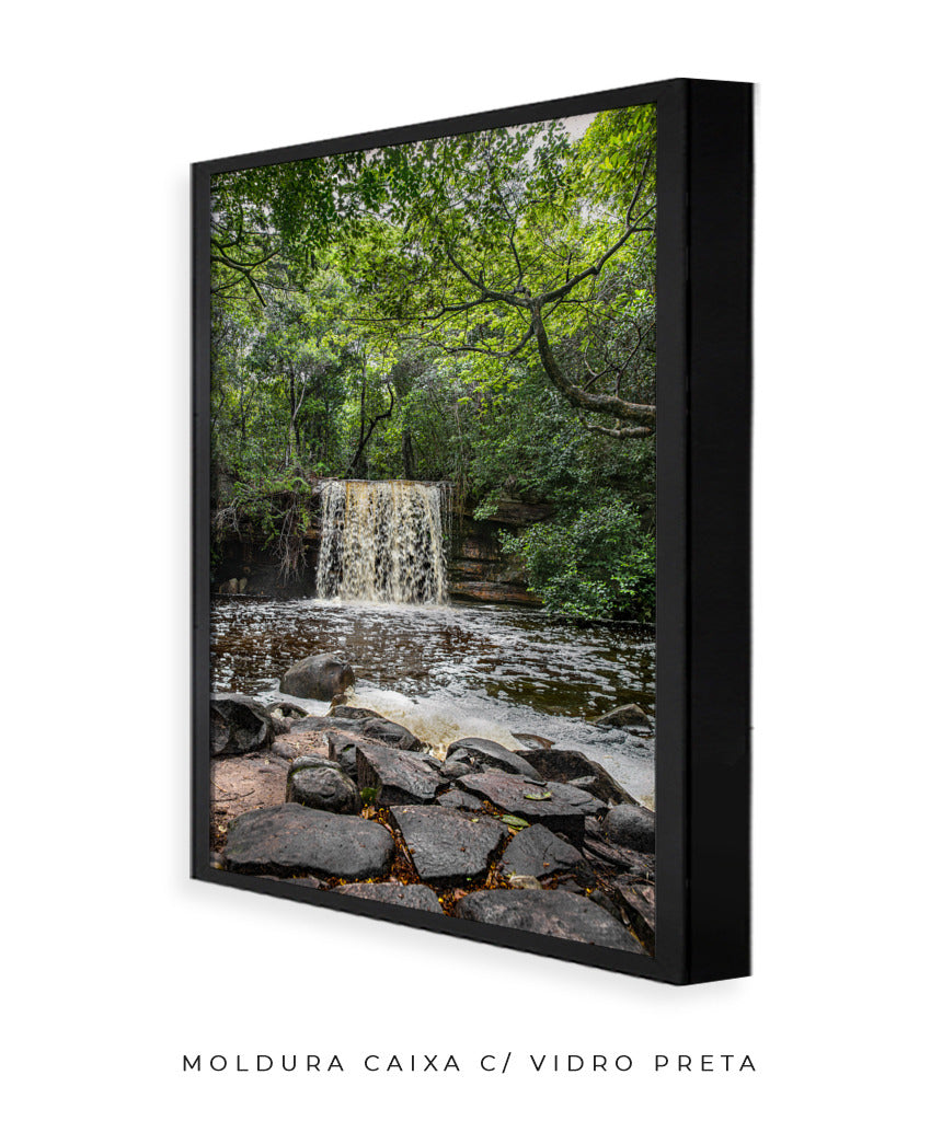 Quadro Decorativo Cachoeira e Floral