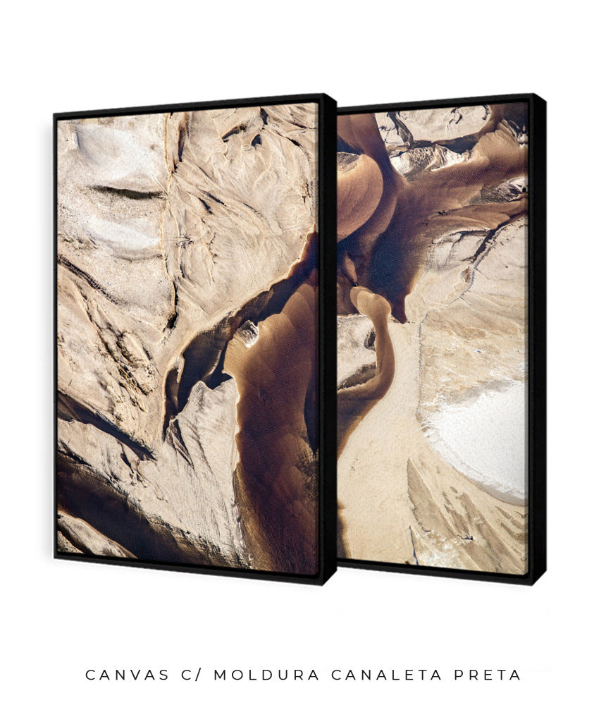 Quadro Decorativo Abstrato e Curvas - Tons Marrom e Bege -Dupla