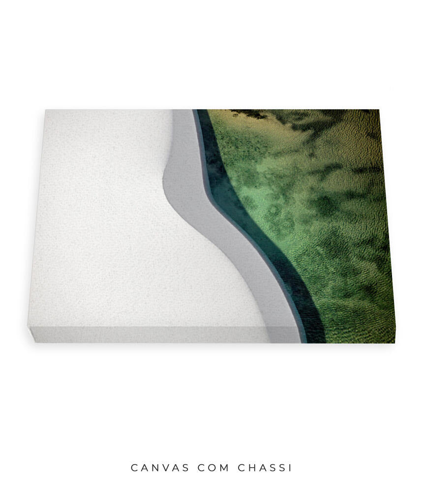 Quadro Decorativo Abstrato e curvas - Tons branco e verdes